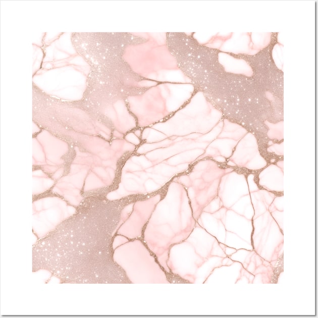 Light Pink Marble With Glitter Wall Art by Sonja818